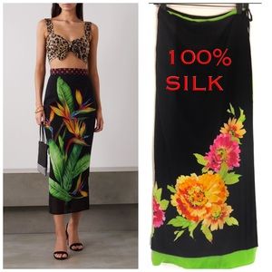 🍏BOGO🍏MUSE 100% SILK Wrap Skirt. Large Flower.